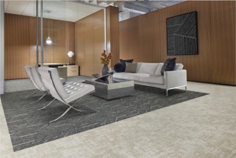 Interface Angular Times and Simple Does It carpet tile with Heirloom LVT in workplace lobby image number 4