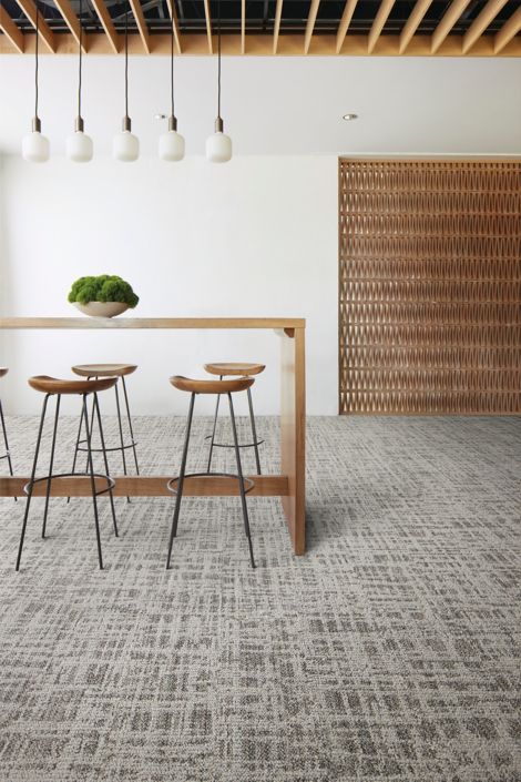 Interface Deckled plank carpet tile in common area with bar and stools image number 3