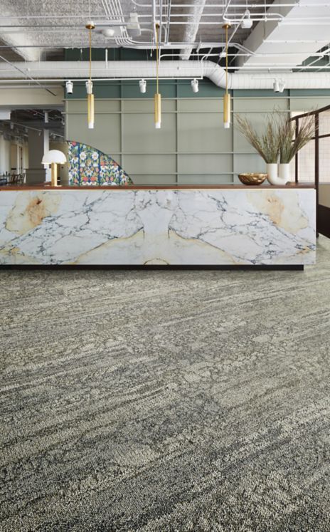 Interface Eben plank carpet tile in reception area