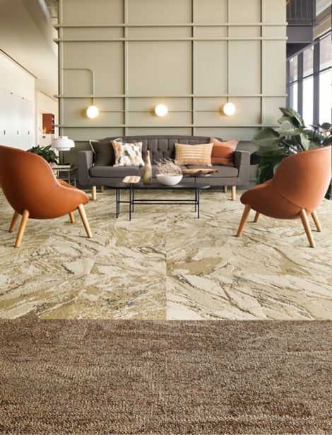 Interface Mesa carpet tile and FLOR Zera in a casual seating area image number 2