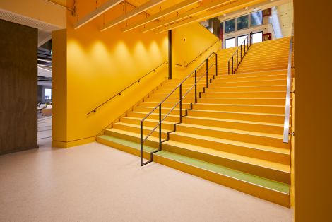 noraplan lona rubber flooring and stairtreads in library stairwell image number 8