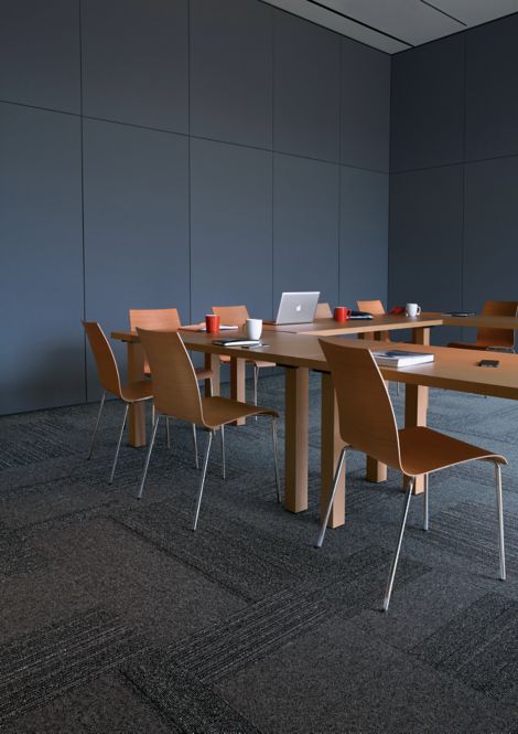 Interface ShadowBox Loop carpet tile in conference room with wood table and chairs image number 7