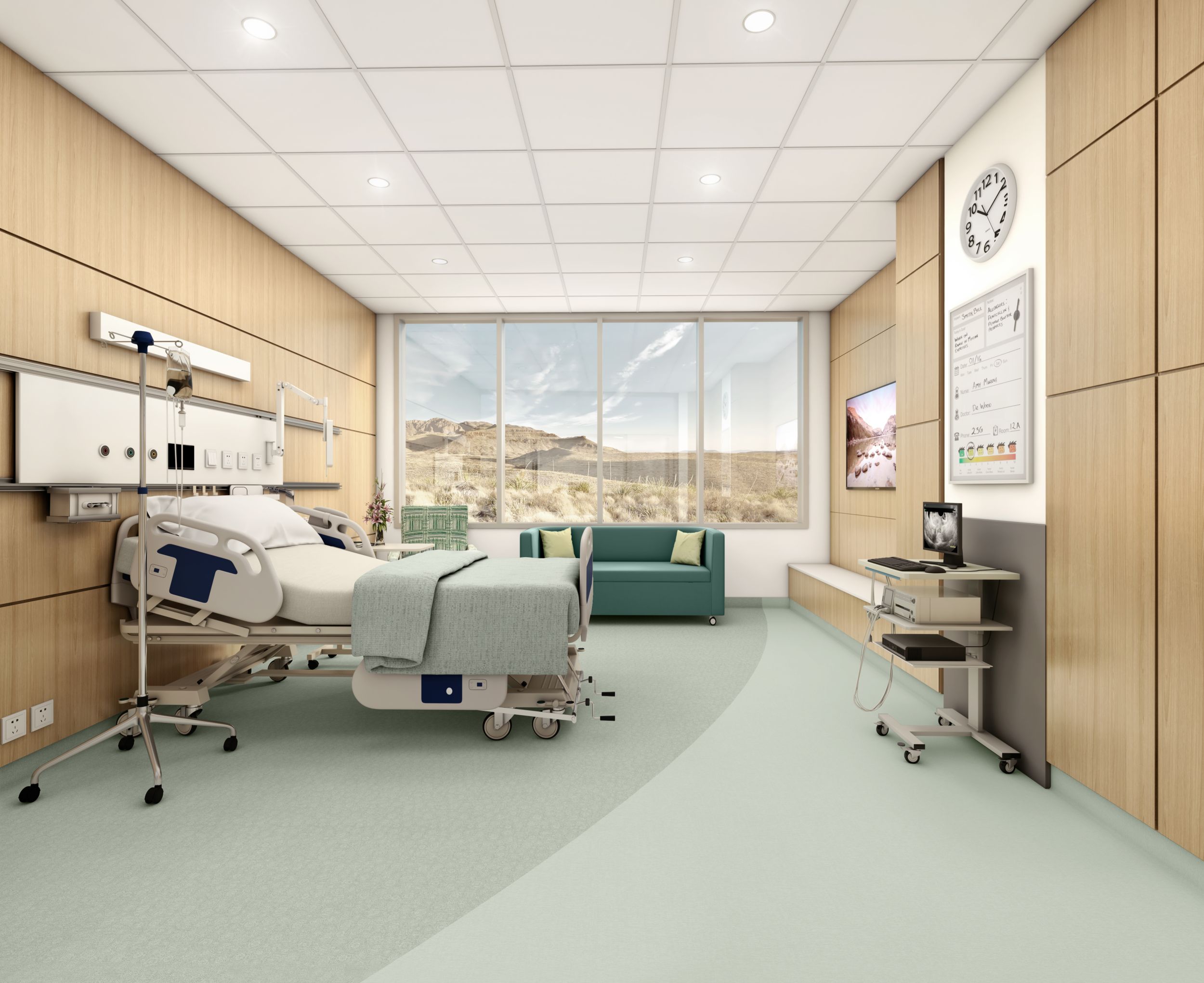 Interface Bloom With a View and Spike-tacular vinyl sheet in patient room imagen número 4
