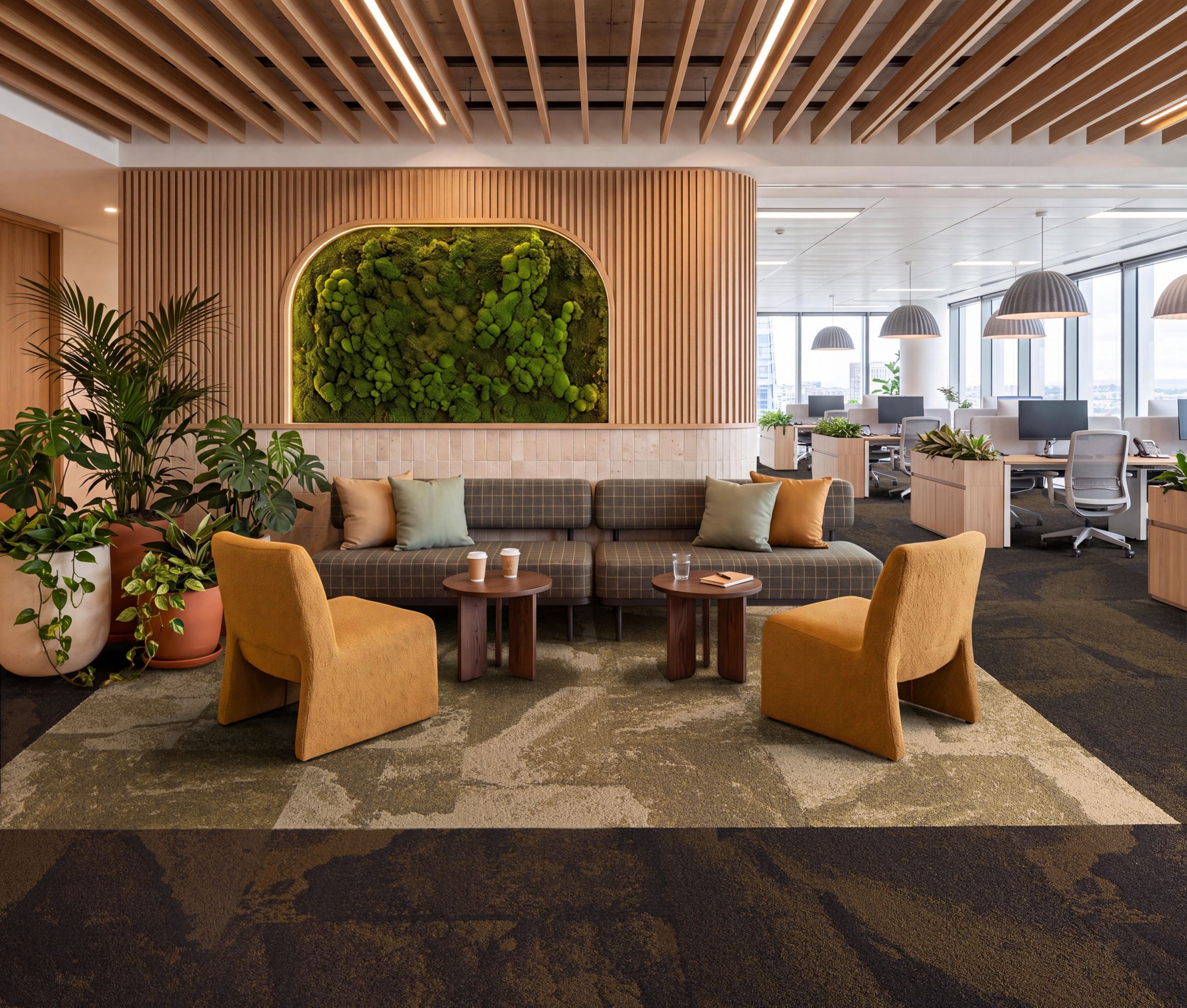 Interface Bridgepoint and Waypoint carpeet tile in workplace lobby and open office area imagen n&uacute;mero 7