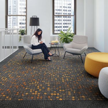 Interface Broome Street and Wheler Street carpet tile in lobby area with woman seated número de imagen 1