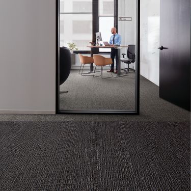 Interface Brownstone plank carpet tile in office