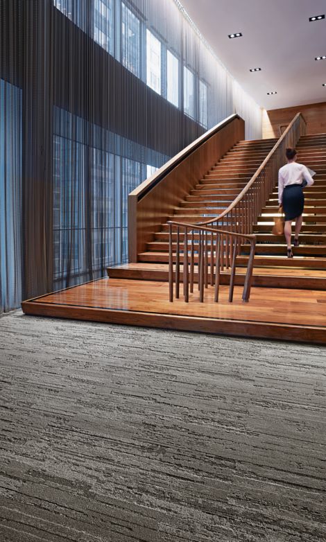 Interface CE173 plank carpet tile in open area with double stairwell