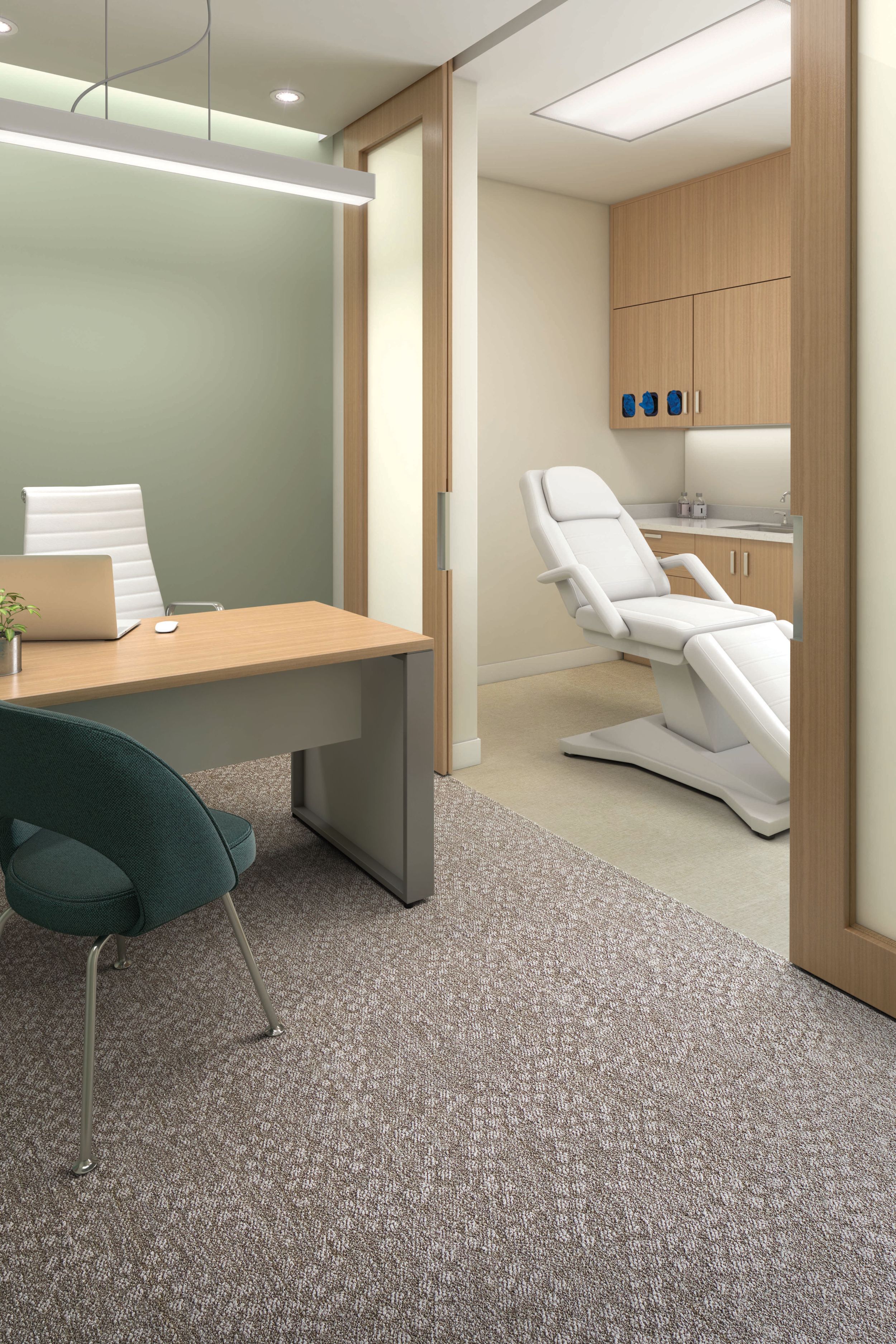Interface Plant-astic plank LVT with Cactus Grooves plank carpet tile in patient room and outer office numéro d’image 11