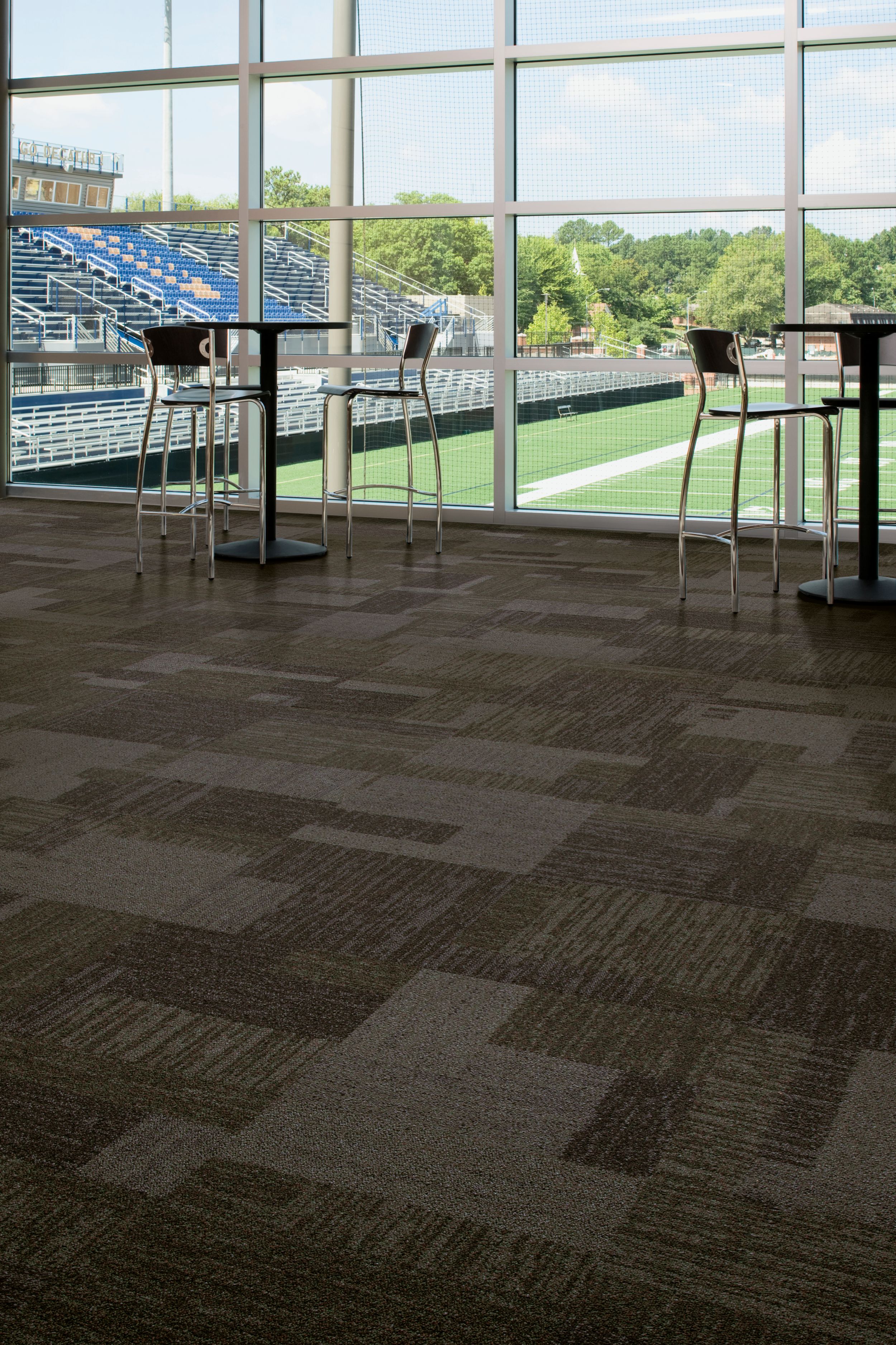 Interface Cambria carpet tile in open break area with glass walls image number 5