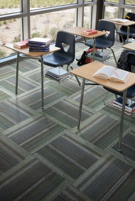 Interface Chenille Warp carpet tile in classroom