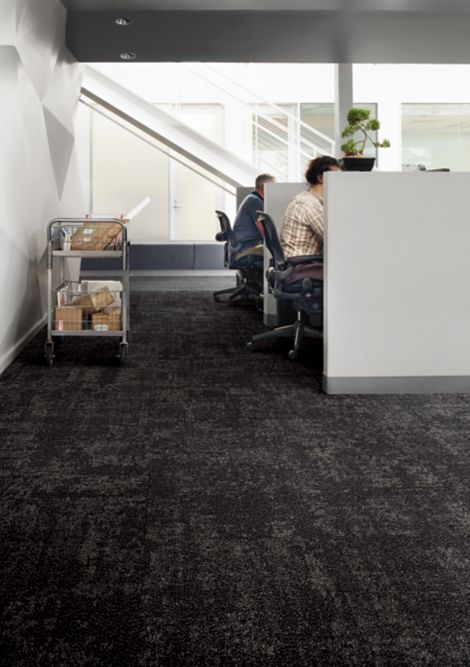 Interface Cloud Cover carpet tile and Harmonize plank carpet tile in open office with cart image number 5