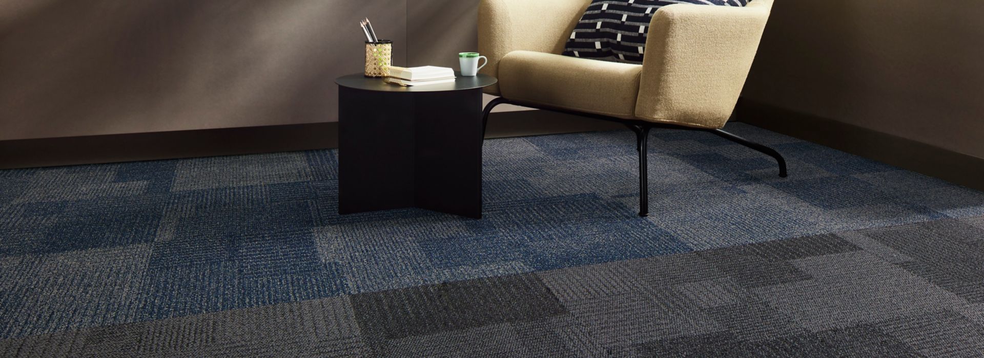 Interface Come and Go carpet tile in workplace or hospitality seating area