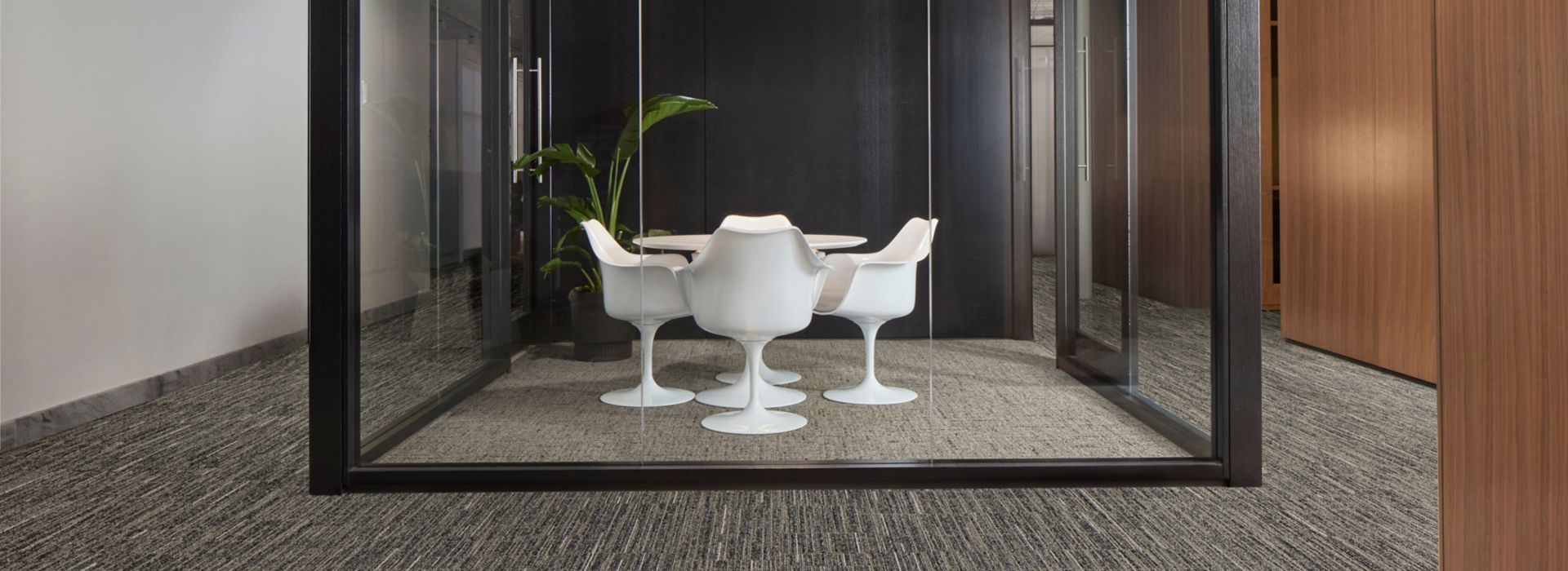 Interface Comes Around and Positive Spin carpet tile in workplace meeting room and corridors