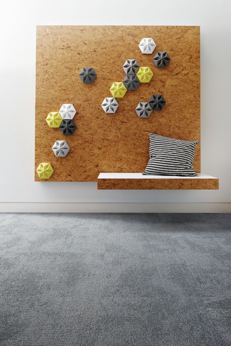 Interface Composure carpet tile with cork board on wall