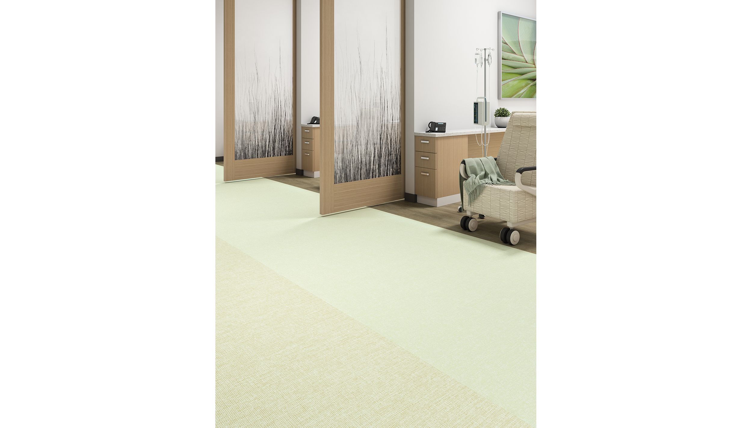 Interface Plant-astic LVT with Continual Woodgrains and Spike-tacular vinyl sheet in healthcare treatment area numéro d’image 2