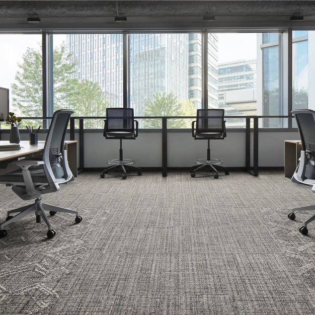 Interface Dual Effect and Thread Lightly carpet tile in open office