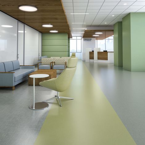 Interface Crossed, Looped and Meshed vinyl sheet ina patient waiting area