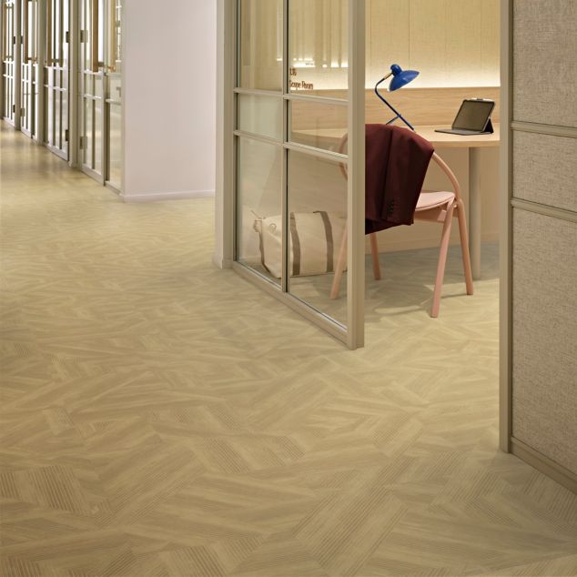 Interface Cut and Form LVT in workplace corridor and small conference room