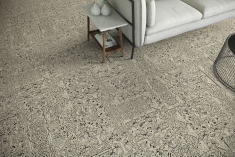 Detail of Interface DL924 carpet tile with couch and end table with vases image number 3