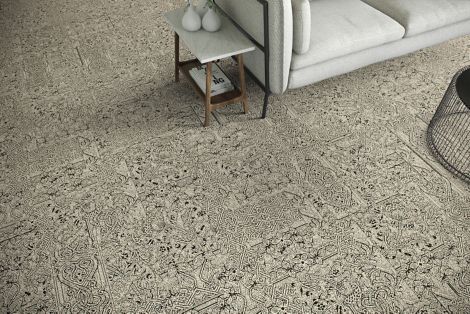 Detail of Interface DL924 carpet tile with couch and end table with vases image number 5