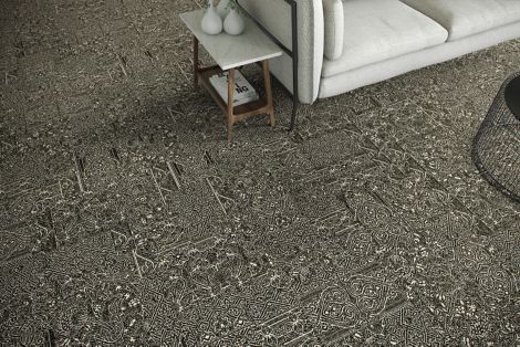 Detail of Interface DL924 carpet tile with couch and end table with vases image number 3