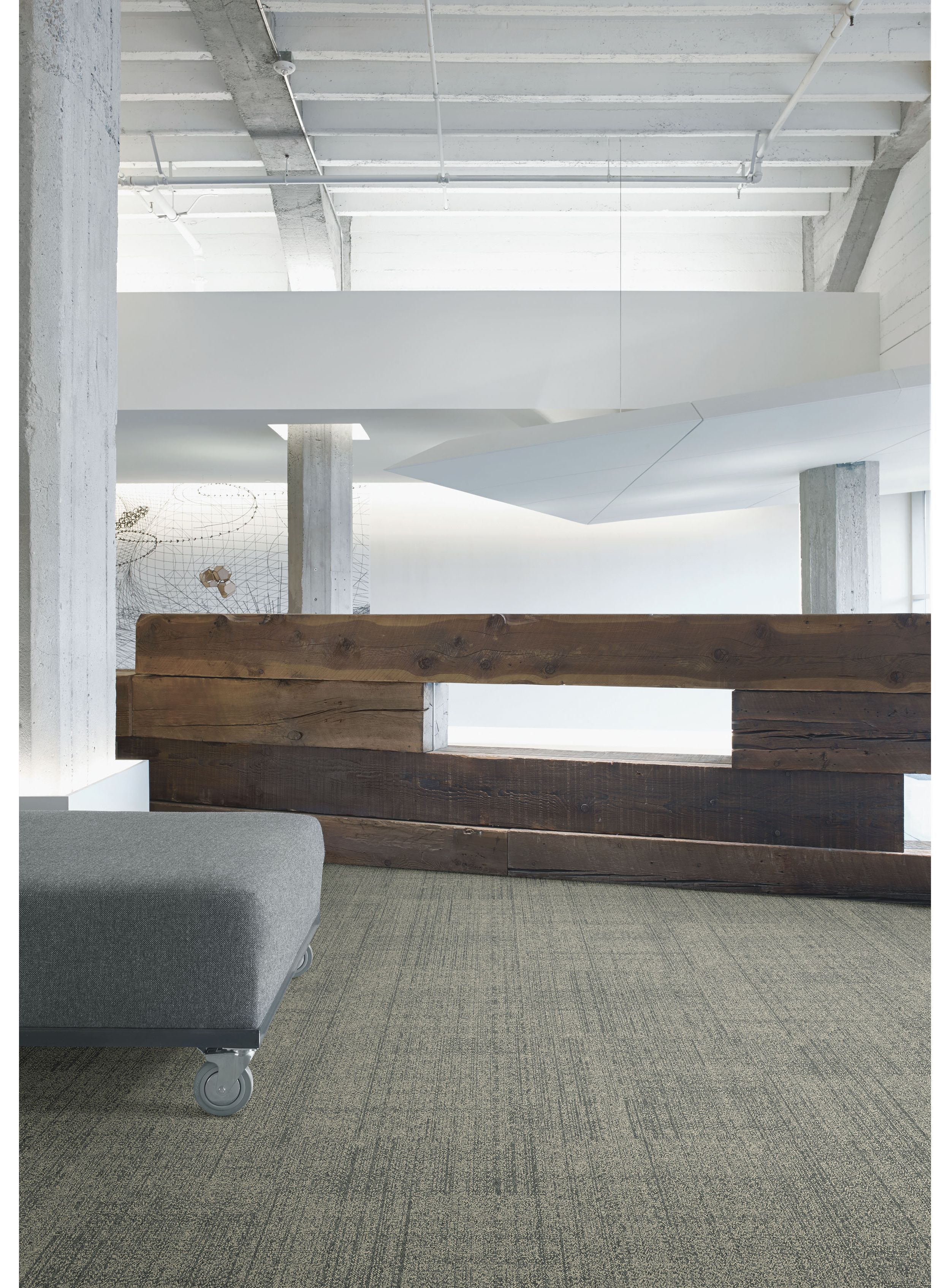 Interface DL926N carpet tile in open area with wood accent wall image number 3