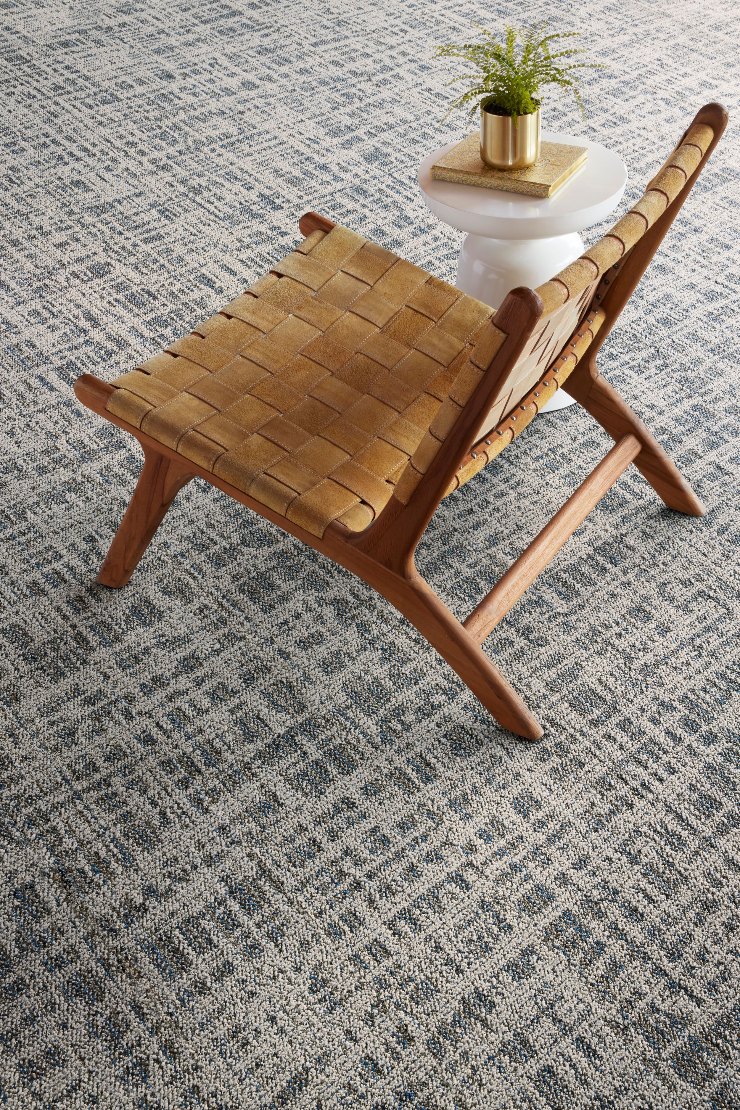 Interface Deckled plank carpet tile in workplace lounge with chair and small table image number 4