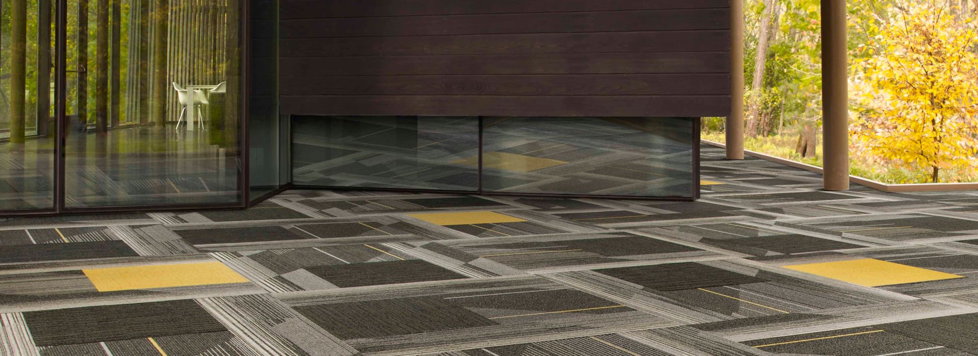 Interface CT102 and Viva Colores carpet tile with CT113 plank carpet tile in recreation area