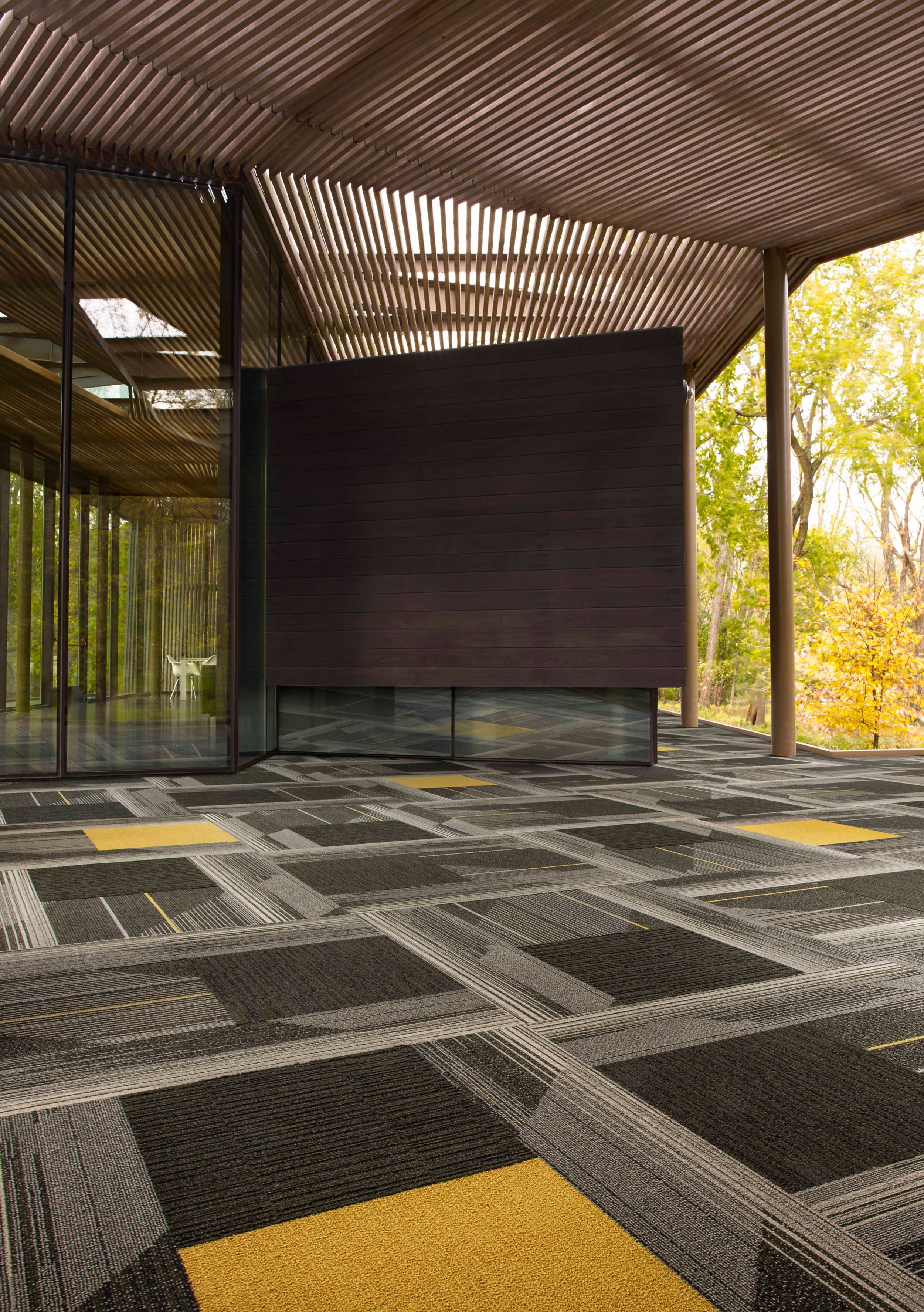 Interface CT102 and Viva Colores carpet tile with CT113 plank carpet tile in recreation area imagen número 3