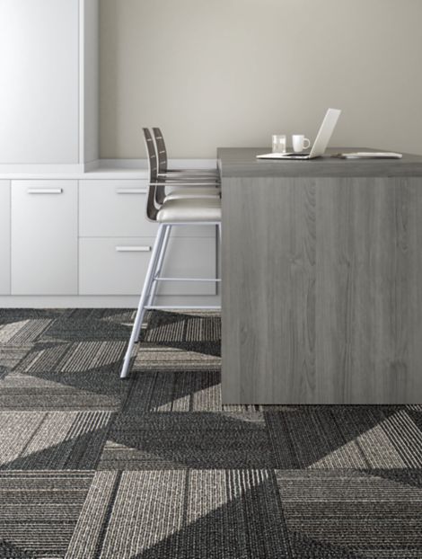Interface Detours Ahead carpet tile in seating area with desk and two chairs imagen número 2