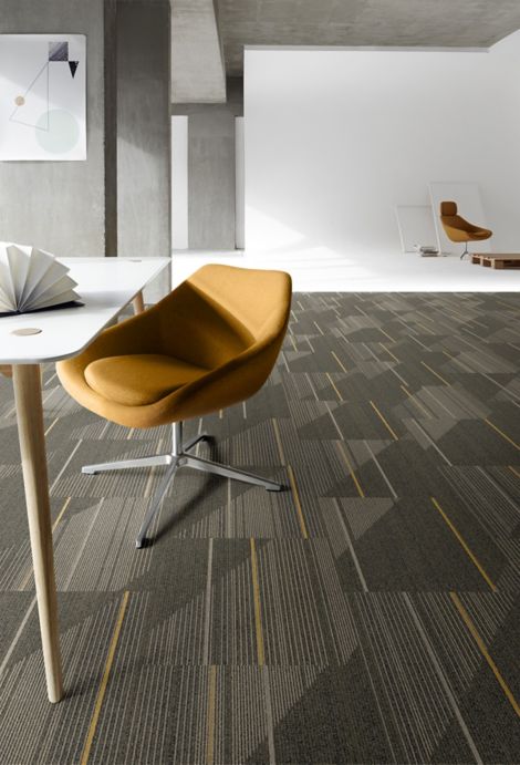 Interface Detours carpet tile in open area with desk and chair