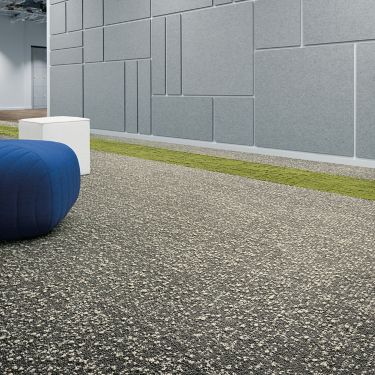 Interface Digitized Tuft and Shaded Pigment plank carpet tile and Textured Woodgrains LVT in open room