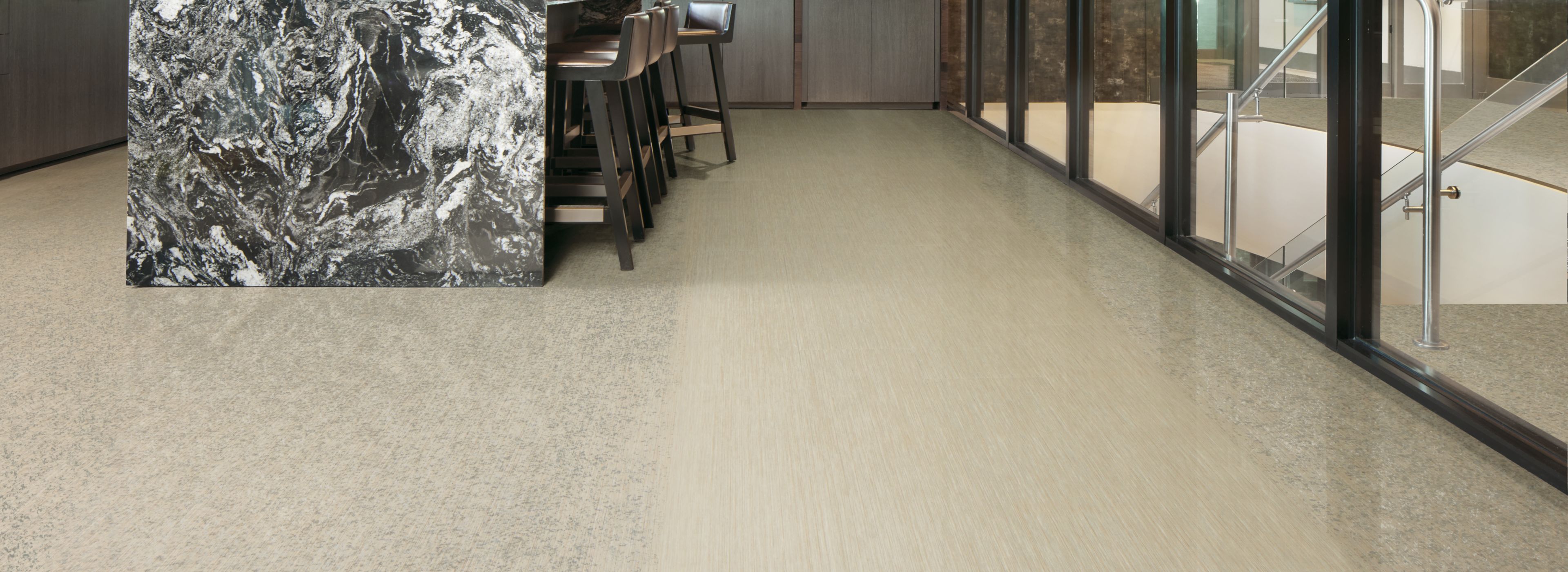 Interface Dither Silk LVT with Silk Age LVT and Shantung LVT in  a dining area image number 1