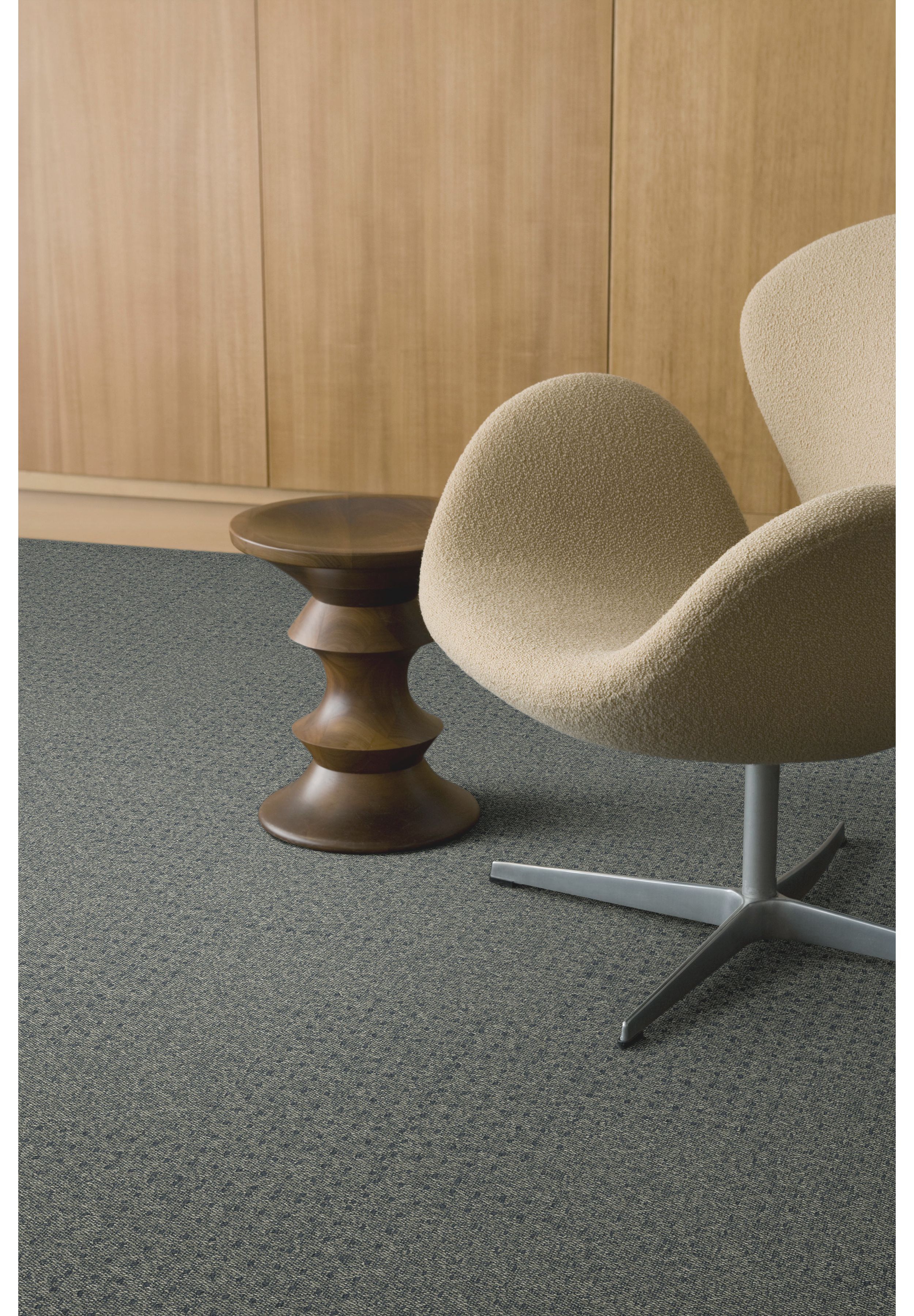 Interface Dover Street carpet tile close up with chair and small side table image number 3