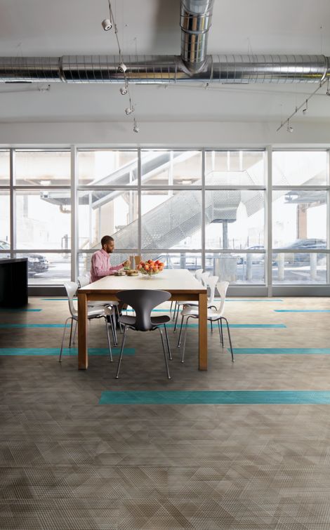 image Interface Drawn Lines LVT in cafeteria setting with long table and chairs  numéro 2