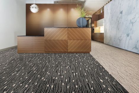 Interface Tied Together II and Comes Around plank carpet tile in workplace reception area and corridor numéro d’image 3