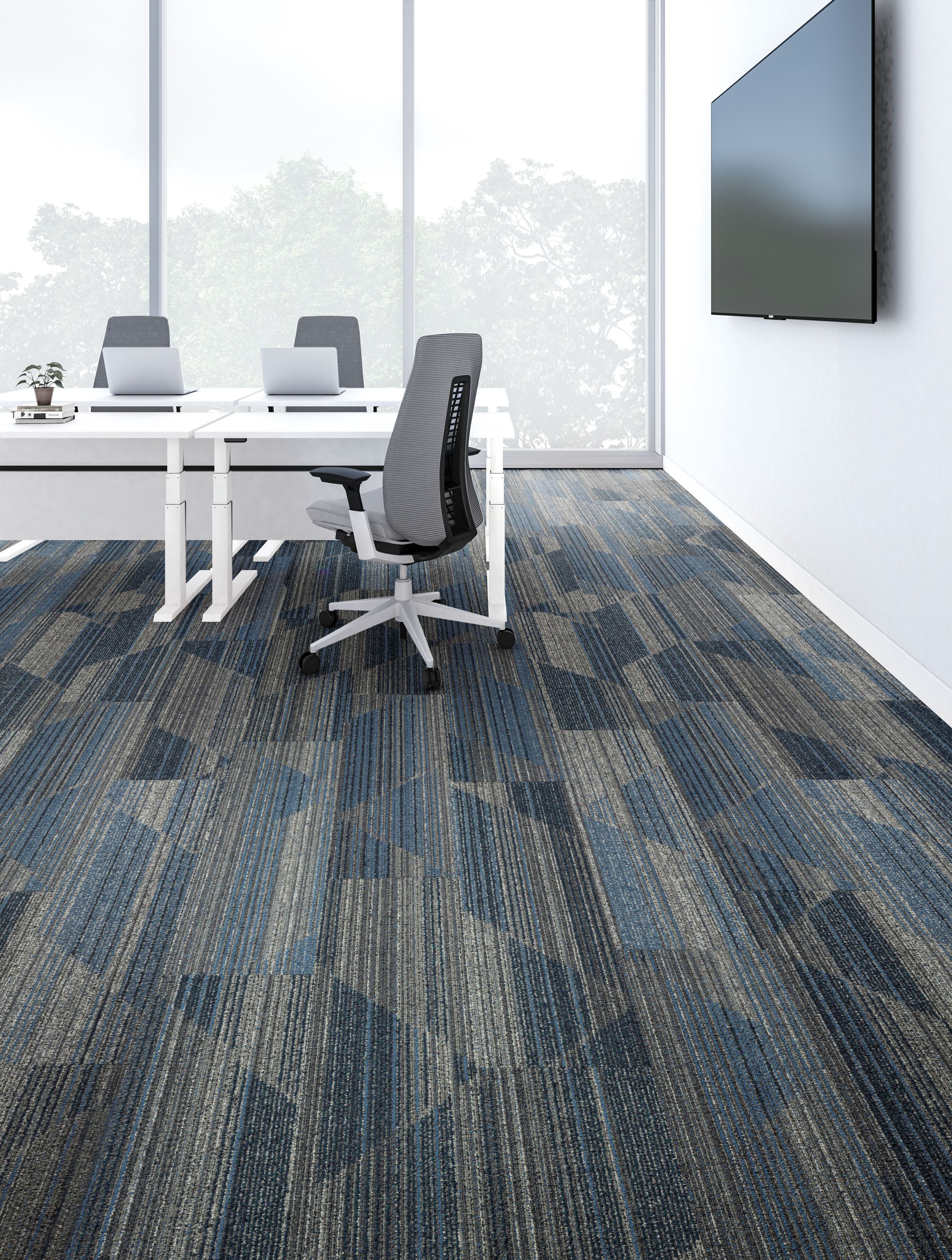 Interface Driftwood plank carpet tile in meeting room with glass walls image number 8