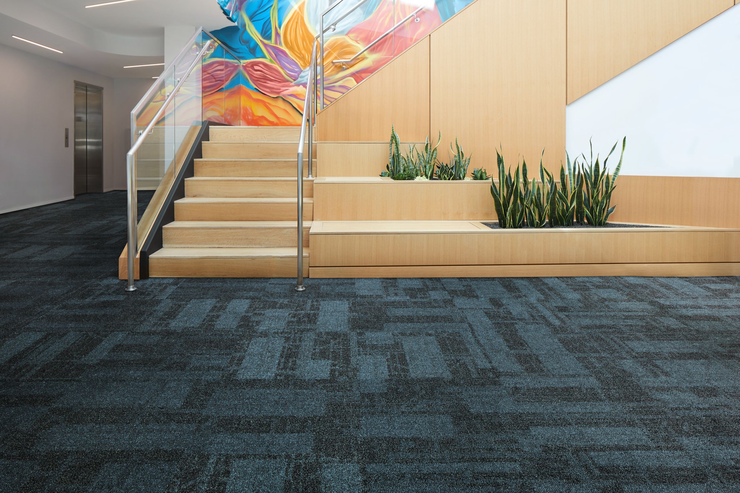 Interface Dynamic Duo carpet tile in entryway with stairs  image number 7