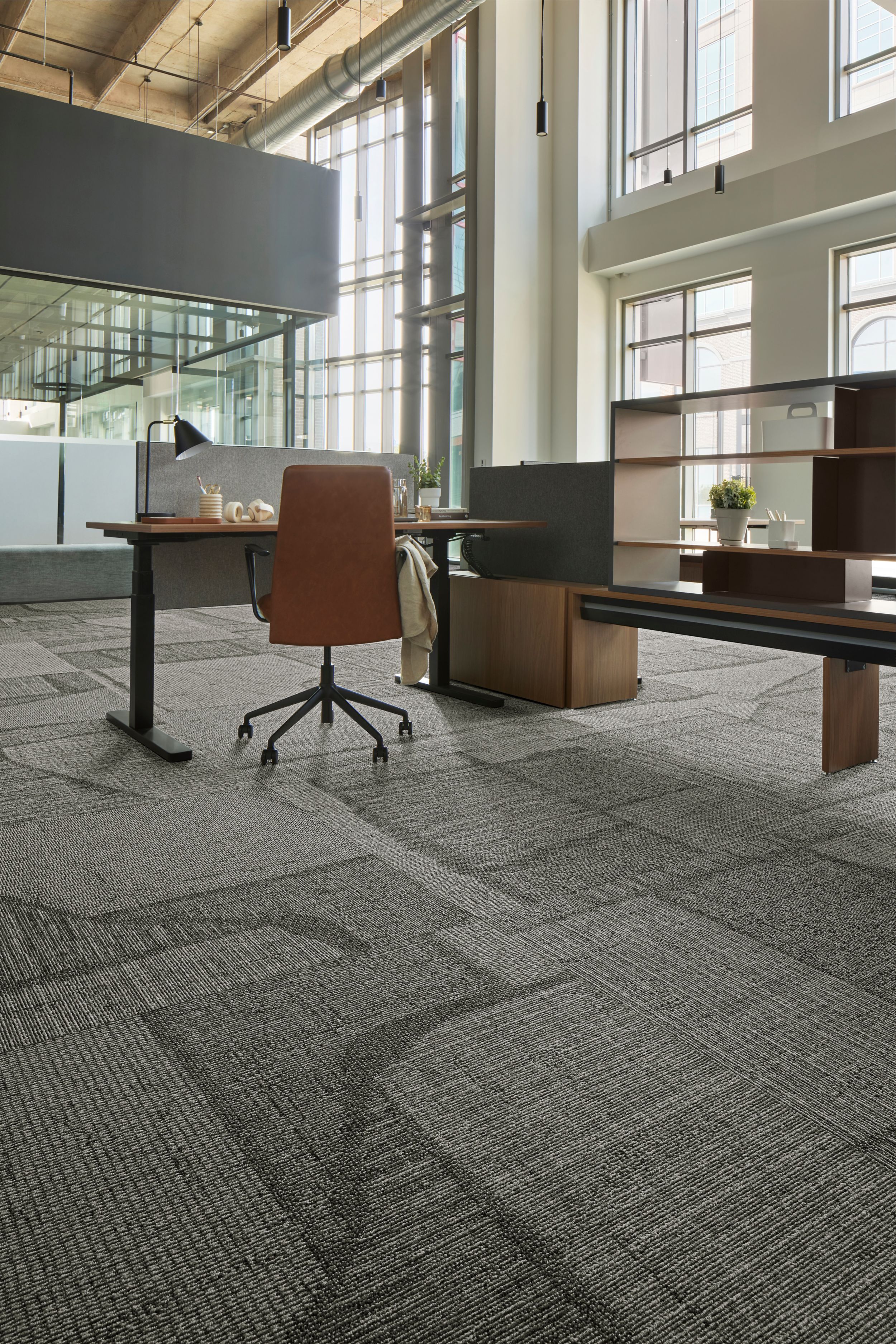 Interface EE713 carpet tile in corporate open office with natural light image number 1