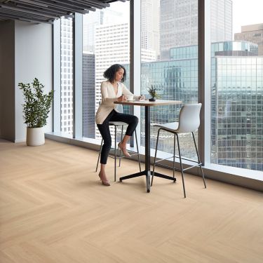 Interface On Grain plank LVT in corporate lobby or break area image number 1