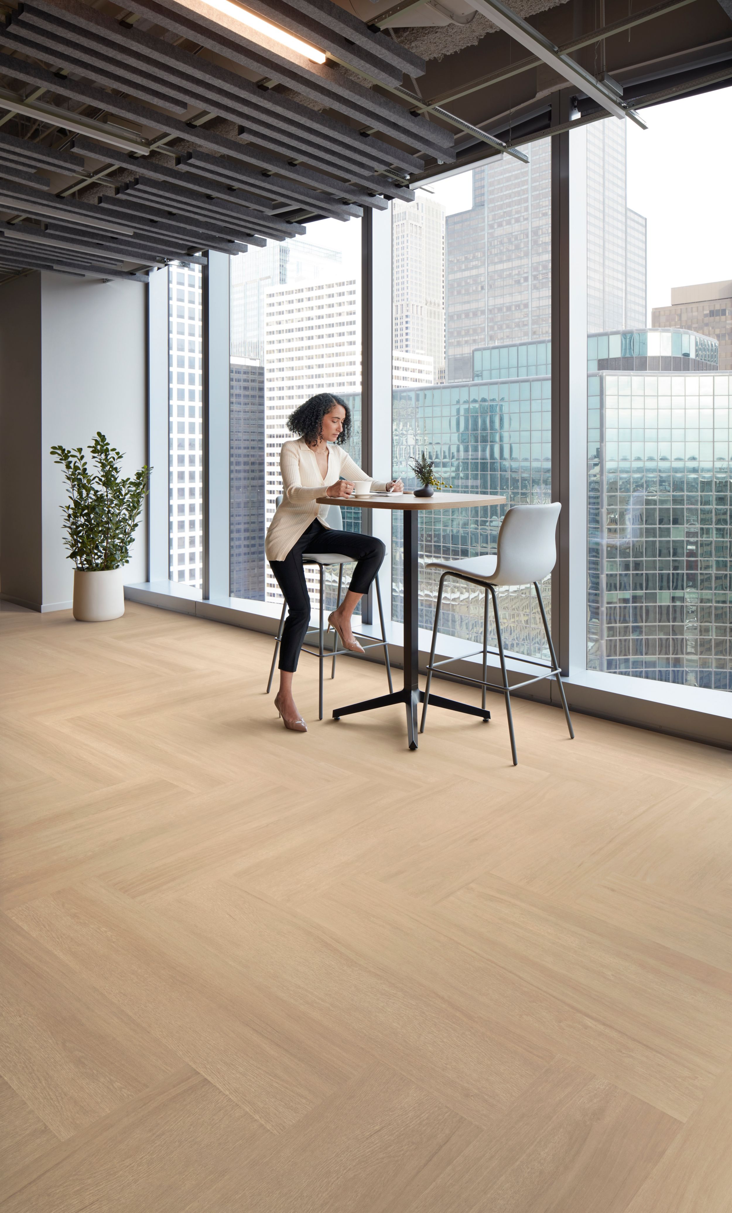 Interface On Grain plank LVT in corporate lobby or break area image number 1