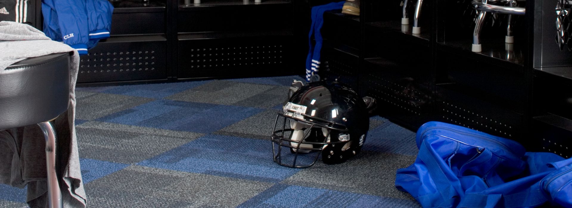 Interface Entropy carpet tile in football lockerroom