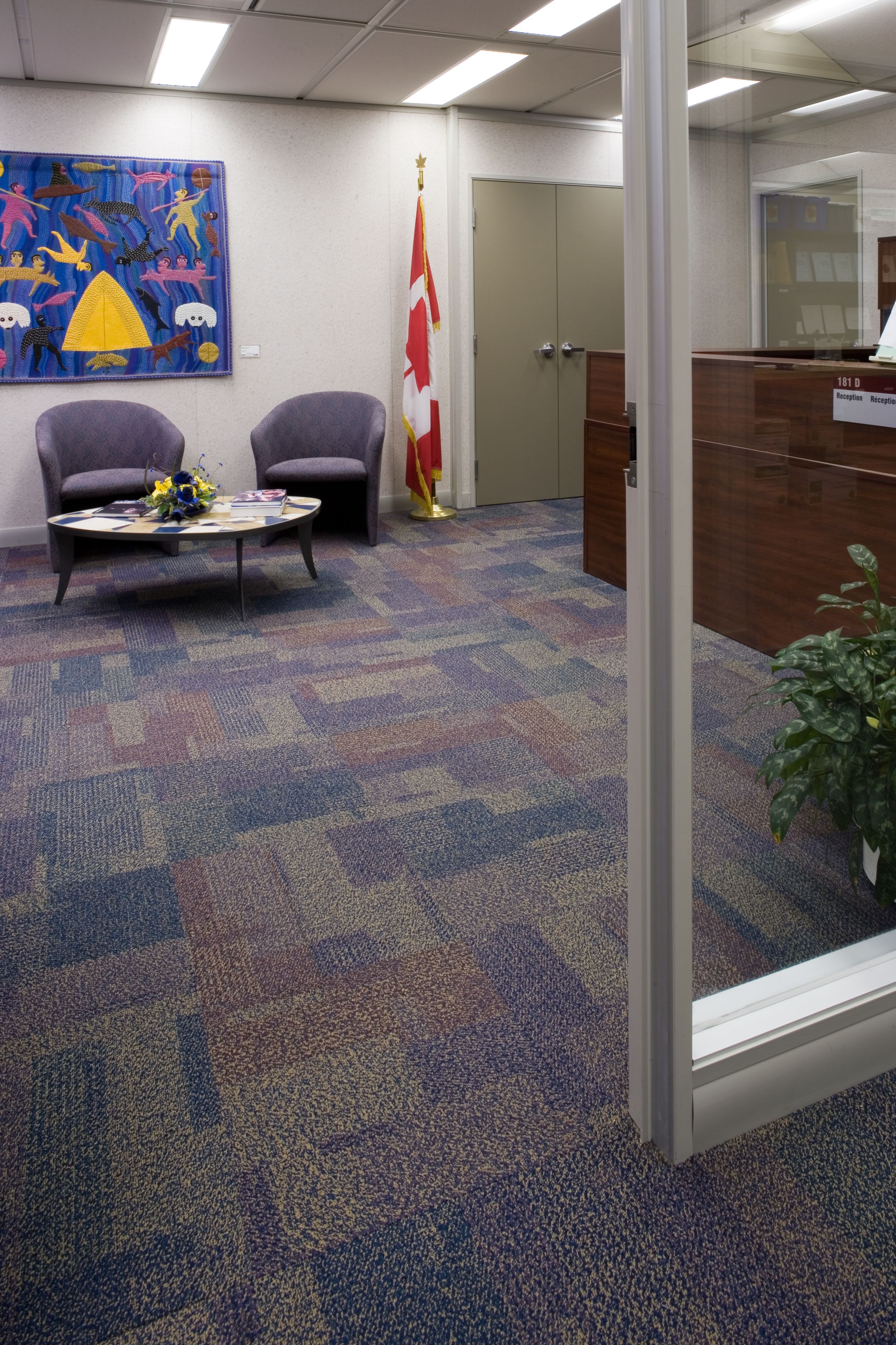 Interface Entropy carpet tile in government building front desk with Canadian flag in background image number 9