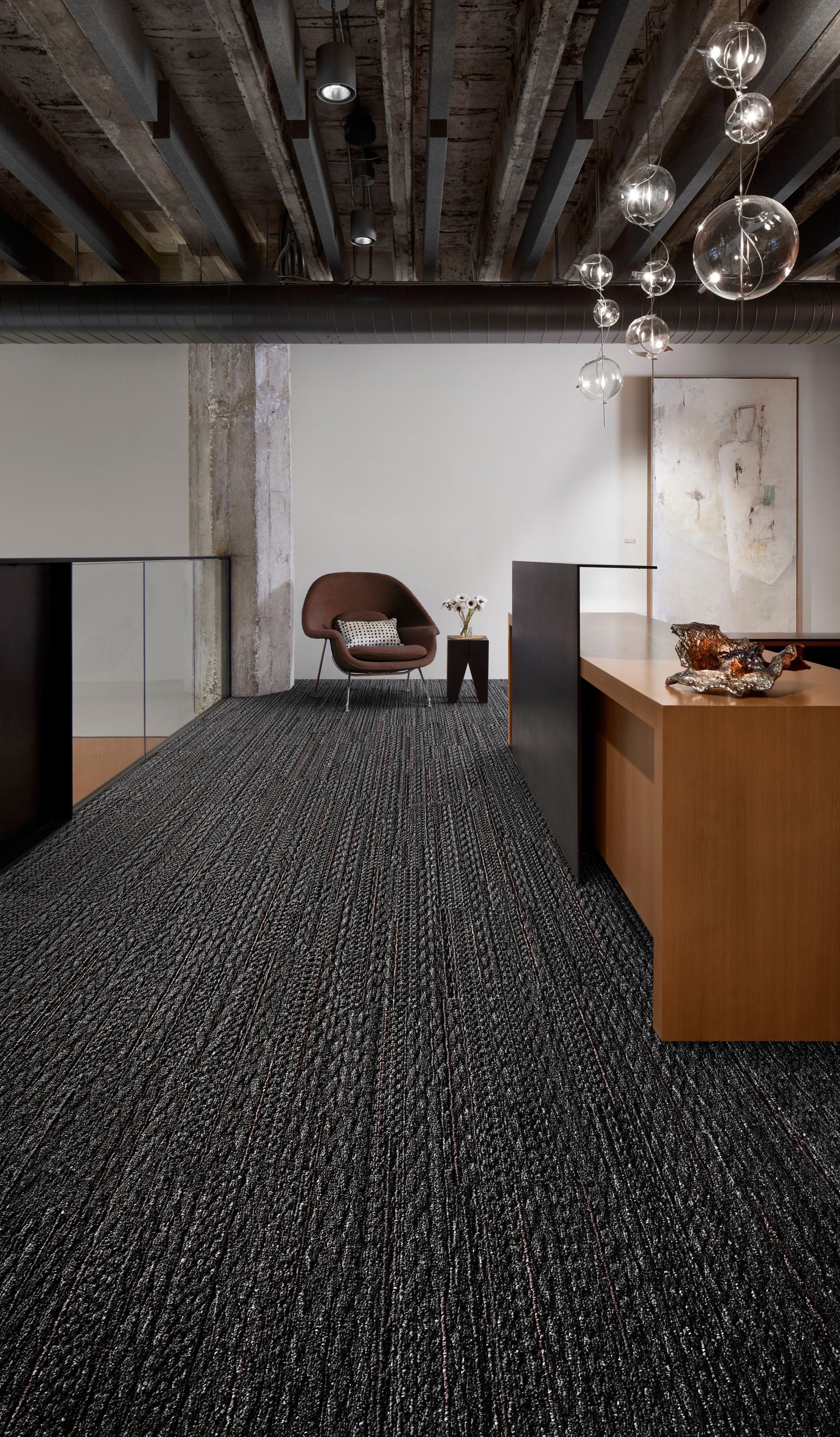 Interface E614 plank carpet tile in corporate reception area image number 1