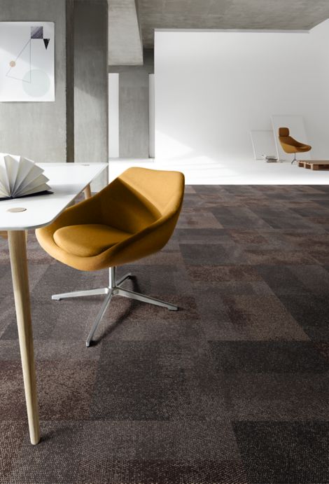 Interface Exposed carpet tile in studio with white room and wooden palette in background image number 4