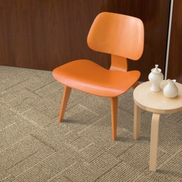 Interface Furrows II carpet tile detail with wood chair image number 1