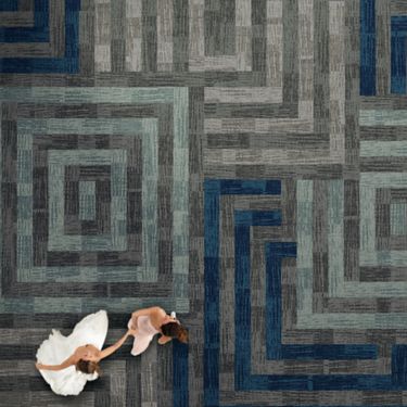 Overhead of Interface GN159 plank carpet tile in ballroom image number 1