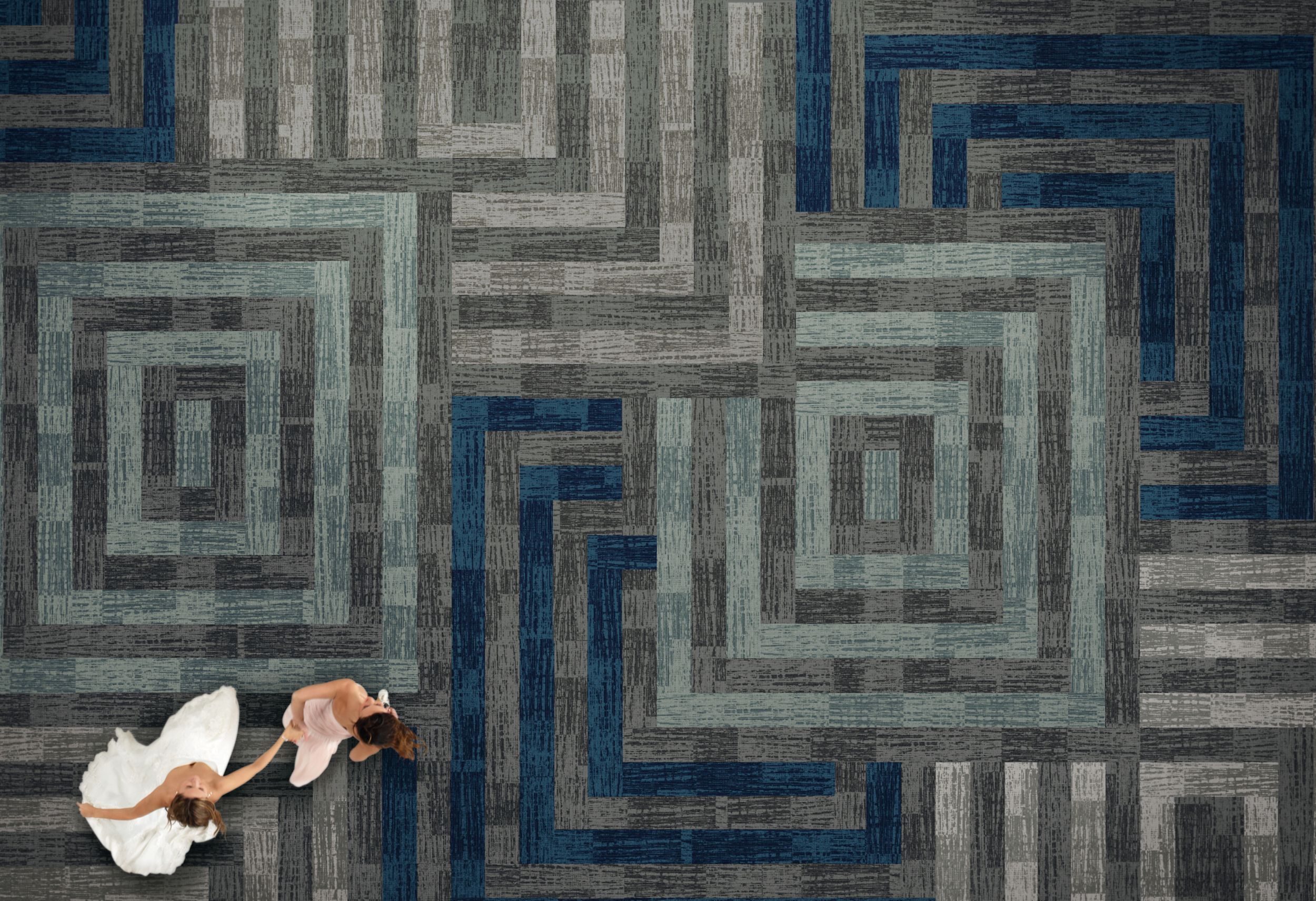 Overhead of Interface GN159 plank carpet tile in ballroom image number 1