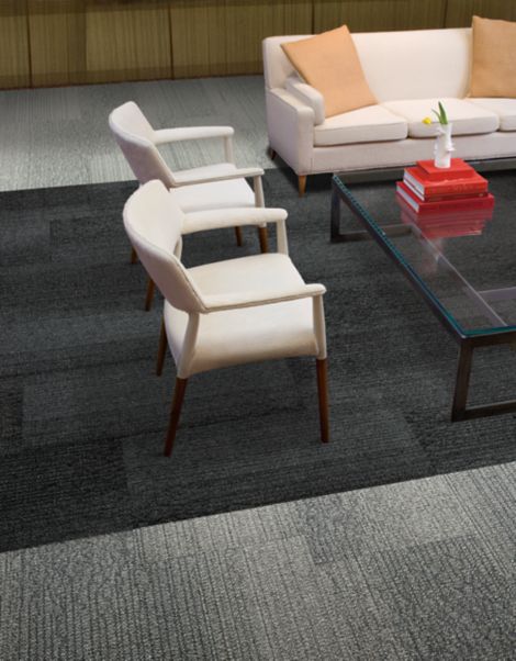 Interface Grasmere plank carpet tile in seating area