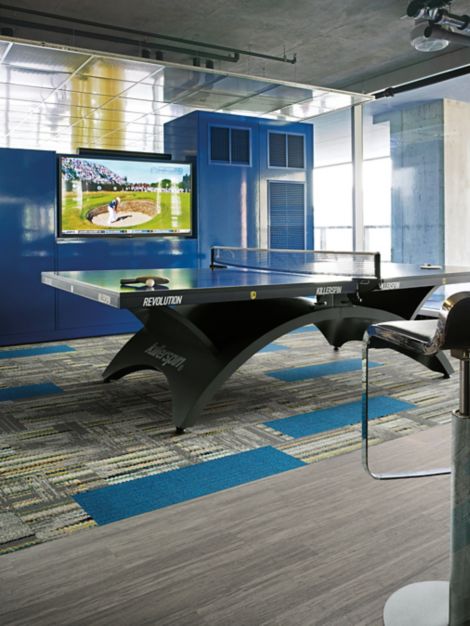 Interface Hard Drive and On Line plank carpet tiles and Steady Stride LVT with ping pong table and golf on television numéro d’image 10
